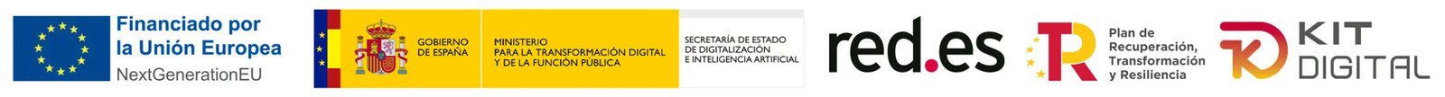Logos oficiales: Unión Europea, Gobierno de España, Red.es, Plan de Recuperación y Kit Digital